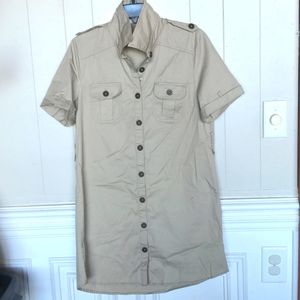 Trendy Khaki military style dress